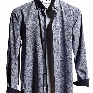 Elegant Navy Patterned Men's Shirt